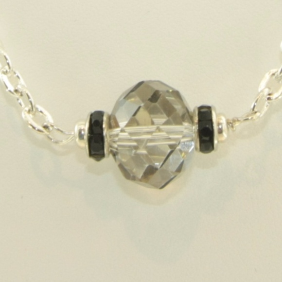 Silver Tone Necklace with Crystal Pendant - Picture 5 of 8